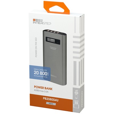 Power Bank емкостью 20800 мАч, Interstep PB208004U Внешний Аккумулятор
