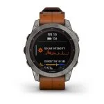 Умные часы Fenix 7 Sapphire Solar титановый серый с коричневым кожаным ремешком 47 мм — изображение 8