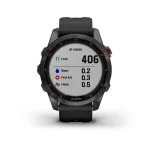 Умные часы Garmin Fenix 7s Solar 42 мм, серый с черным силиконовым ремешком черный — изображение 9