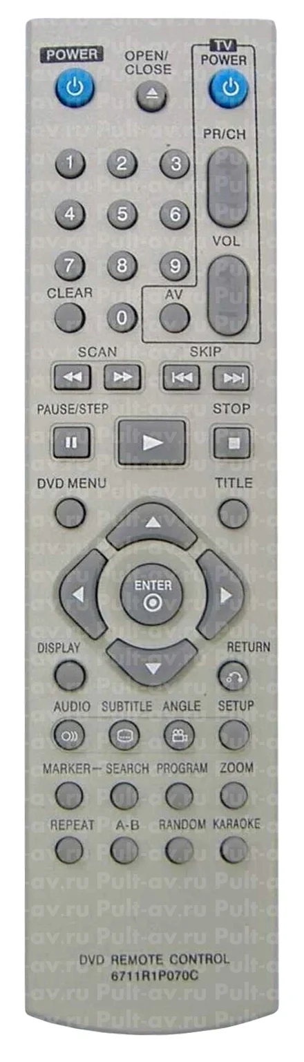 Пульт LG 6711R1P070C, 6711R1P070L, для DVD-плеер LG DKE-574XB