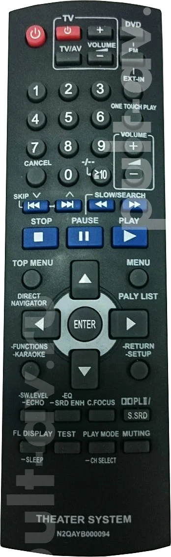 Не оригинальный пульт PANASONIC N2QAYB000094 (N2QAYB000093), для домашний кинотеатр PANASONIC SC-PT550EE-S