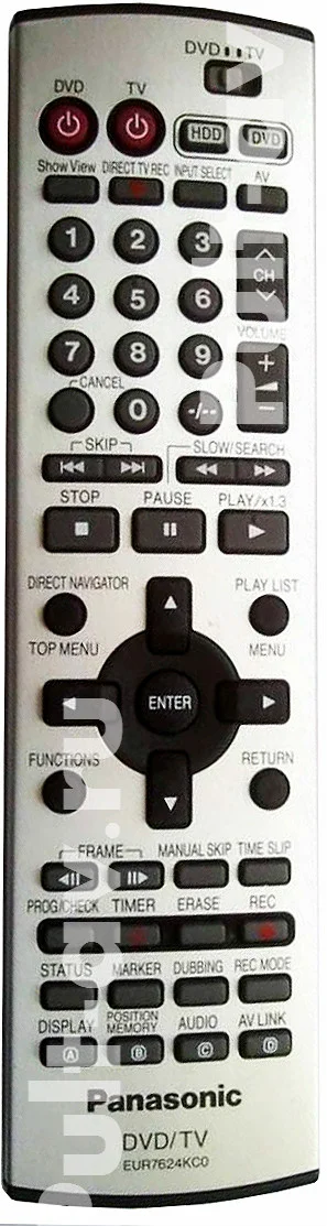 Оригинальный пульт Panasonic EUR7624KC0 (EUR7624KCO), для DVD-рекордер Panasonic DMR-E100H