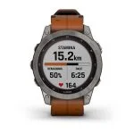 Умные часы Fenix 7 Sapphire Solar титановый серый с коричневым кожаным ремешком 47 мм — изображение 10