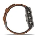 Умные часы Fenix 7 Sapphire Solar титановый серый с коричневым кожаным ремешком 47 мм — изображение 2