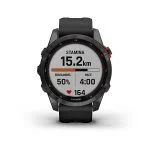 Умные часы Garmin Fenix 7s Solar 42 мм, серый с черным силиконовым ремешком черный — изображение 5