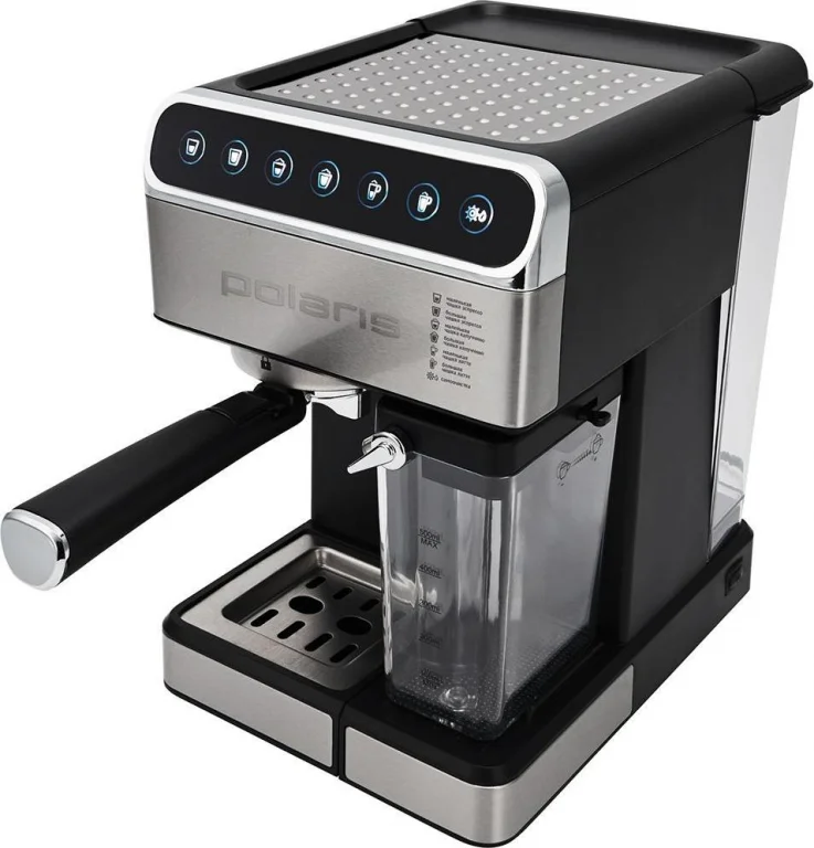 Кофеварка рожковая Polaris PCM 1535E Adore Cappuccino, нержавеющая сталь