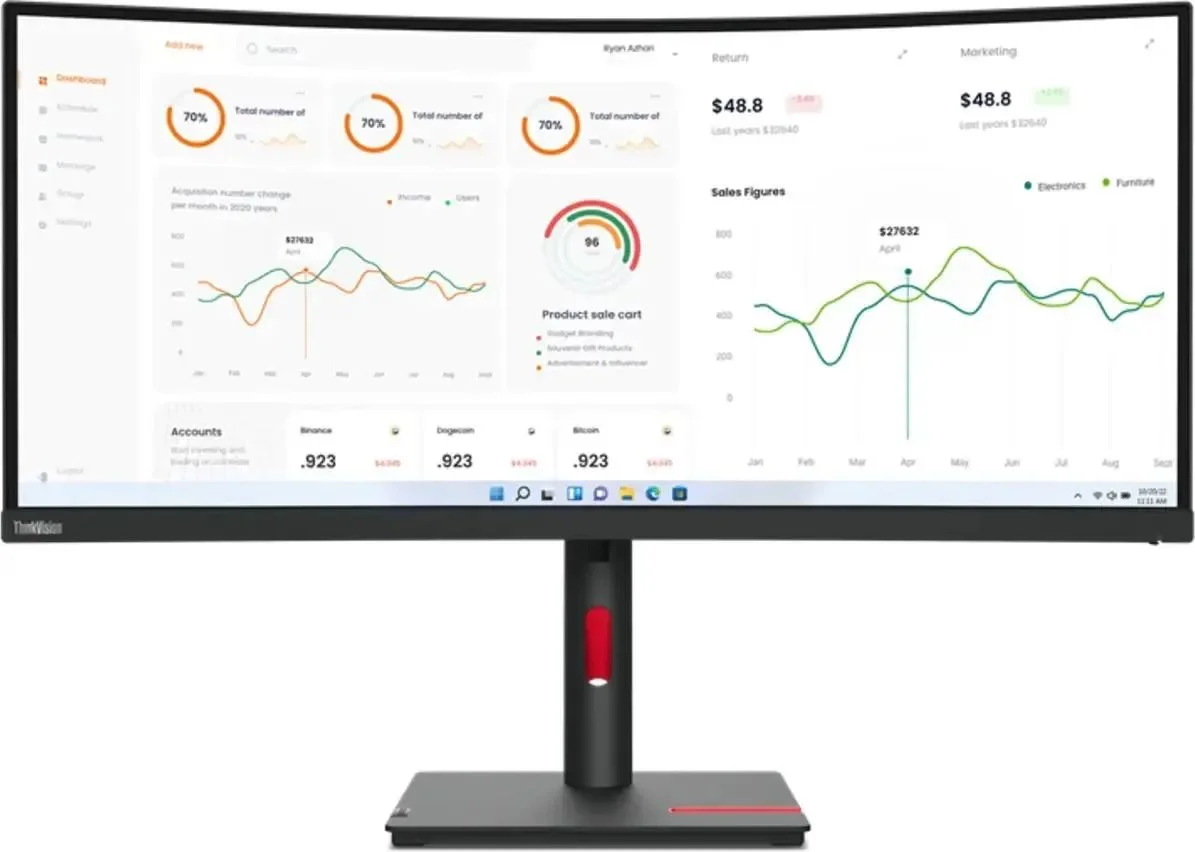 Монитор Lenovo 34" ThinkVision T34w-30 QHD IPS LED черный 63D4GAT1UK