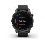 Умные часы Garmin Fenix 7s Solar 42 мм, серый с черным силиконовым ремешком черный — изображение 2