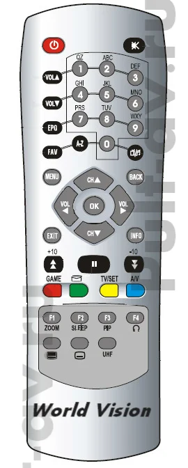 Пульт ДУ для Цифровой спутниковый ресивер World Vision S517IR (Радуга-тв), Golden Interstar GI-S790