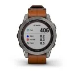 Умные часы Fenix 7 Sapphire Solar титановый серый с коричневым кожаным ремешком 47 мм — изображение 6