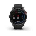 Умные часы Garmin Fenix 7s Solar 42 мм, серый с черным силиконовым ремешком черный — изображение 4