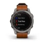 Умные часы Fenix 7 Sapphire Solar титановый серый с коричневым кожаным ремешком 47 мм — изображение 5